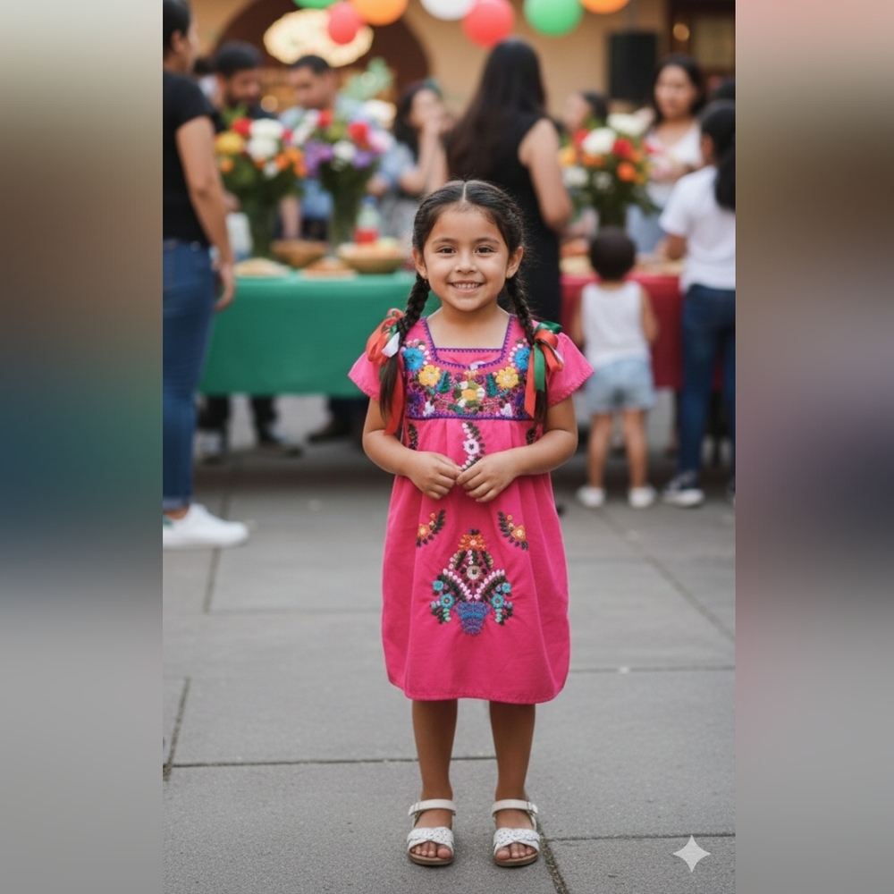 Pink Embroidered Kids Dress